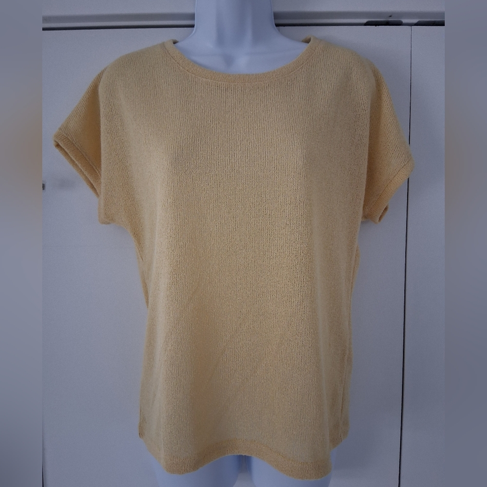 NWT B. Young/ Butter Yellow Short Sleeve Knit Tee/ Semi-sheer/ Size US XS - Picture 3 of 11